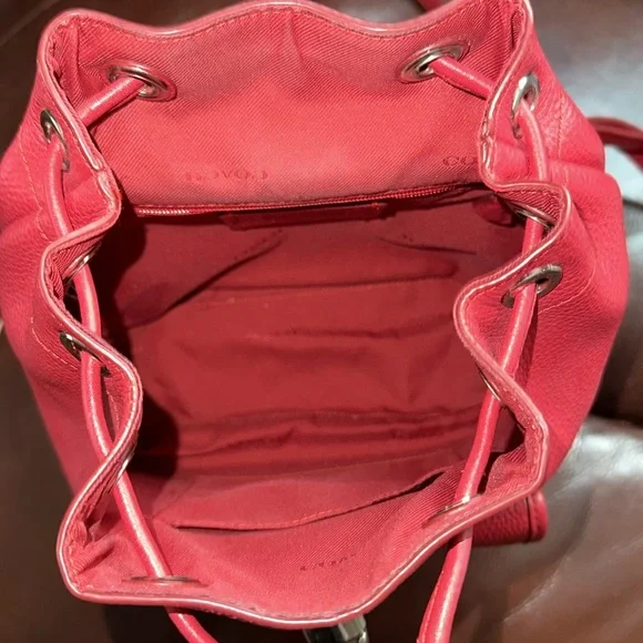🔥🔥🔥Coach Mini Turnlock Rucksack Red Leather Backpack Backpacks